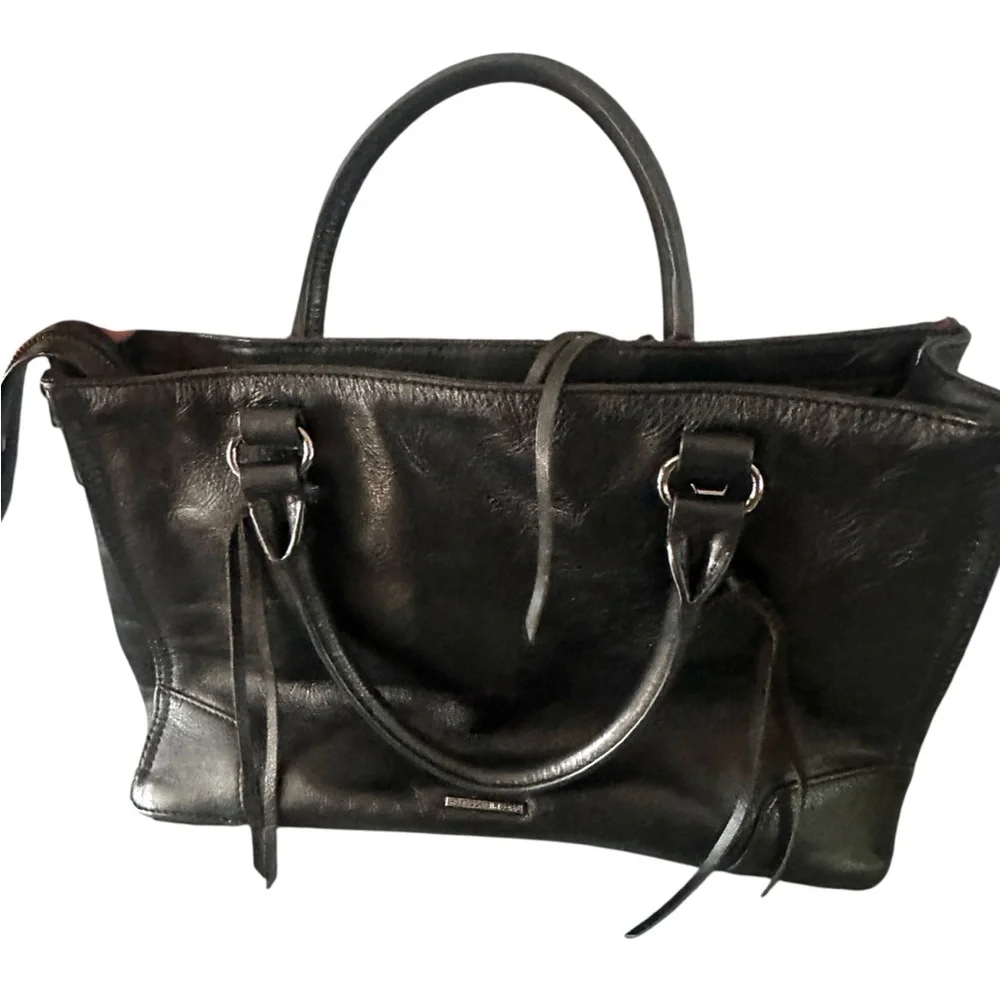 Rebecca Minkoff Regan Satchel Bag Purse Leather Wool‎ Stripe